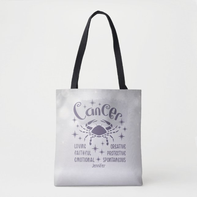 Modern Cancer Zodiac Horoscope Personalised    Tote Bag (Front)