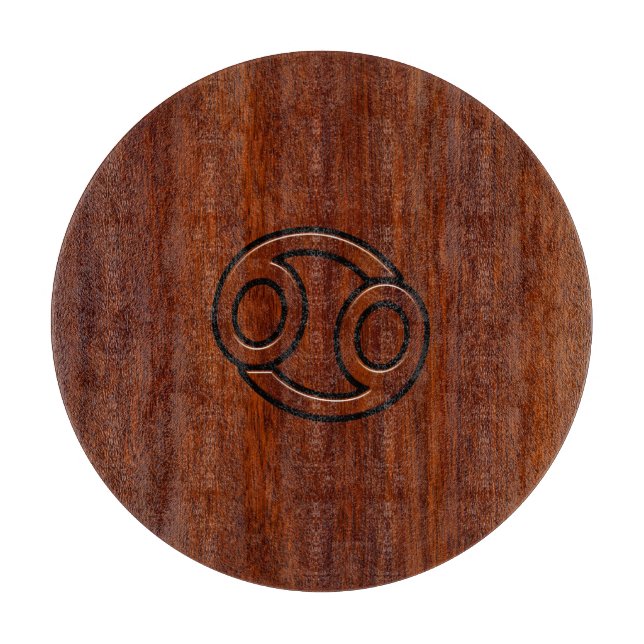 Modern Cancer Zodiac Sign on Mahogany Decor Cutting Board (Front)