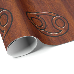 Modern Cancer Zodiac Sign on Mahogany Decor Wrapping Paper
