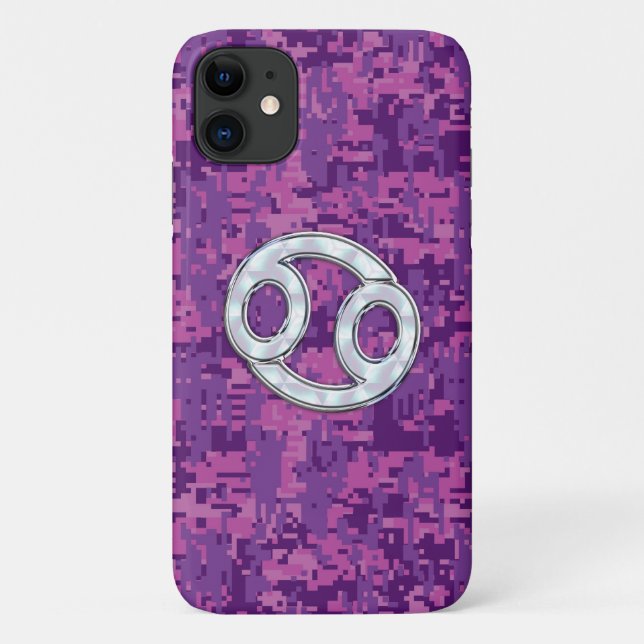 Modern Cancer Zodiac Sign Pink Digital Camouflage Case-Mate iPhone Case (Back)
