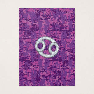 Modern Cancer Zodiac Symbol on Pink Digital Camo