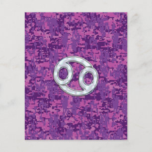 Modern Cancer Zodiac Symbol on Pink Digital Camo Flyer