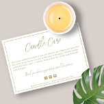 Modern Candle Care Card<br><div class="desc">Simple,  modern design in white and gold-inspired colour. Select the ''Edit using Design Tool'' button to customise the design further. 
*recommended to edit using your computer</div>