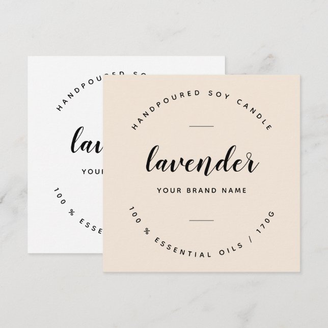 Modern candle label instant download invitation (Front/Back)