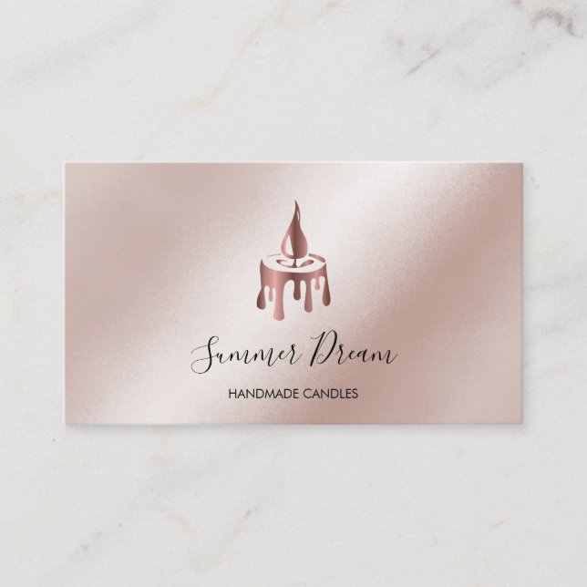 Modern Candle Maker Rose Gold Aesthetic Bees Wax  Business Card (Front)