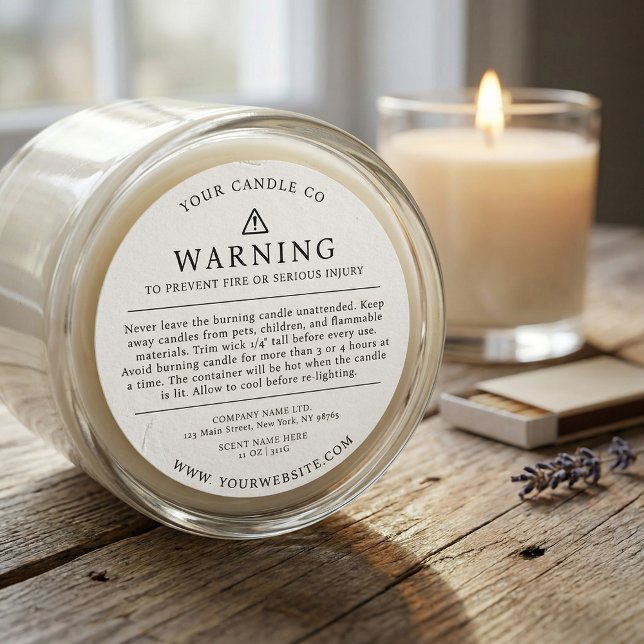 Modern Candle Packaging Warning Label White (Creator Uploaded)