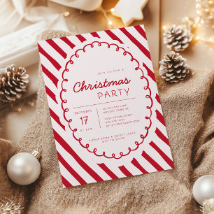 Modern Candy Cane Theme Christmas Party Invitation