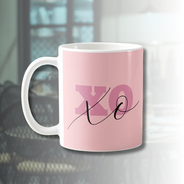 Modern Candy Pink Black XOXO Valentine Coffee Mug (Creator Uploaded)