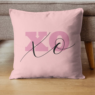 Modern Candy Pink Black XOXO Valentine Cushion