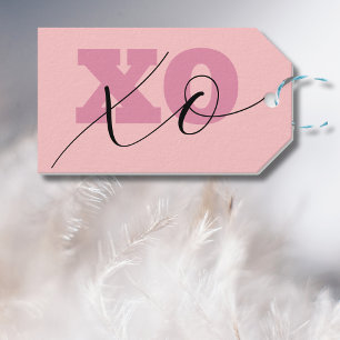 Modern Candy Pink Black XOXO Valentine Gift Tags