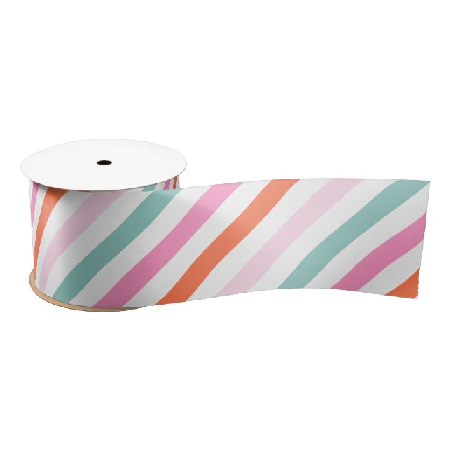 Modern Candy Striped Holiday Satin Ribbon (Spool)
