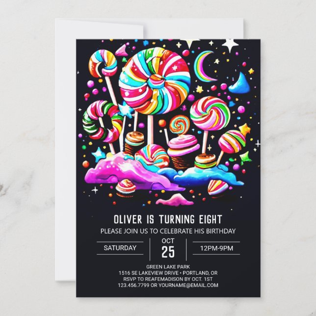  Modern Candy Wonderland Birthday Invitation (Front)