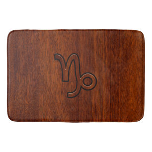 Modern Capricorn Symbol in Mahogany Style print Bath Mat