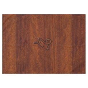 Modern Capricorn Symbol in Mahogany Style print Tablecloth
