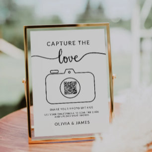 Modern Capture the Love QR Code Wedding Sign, Invitation