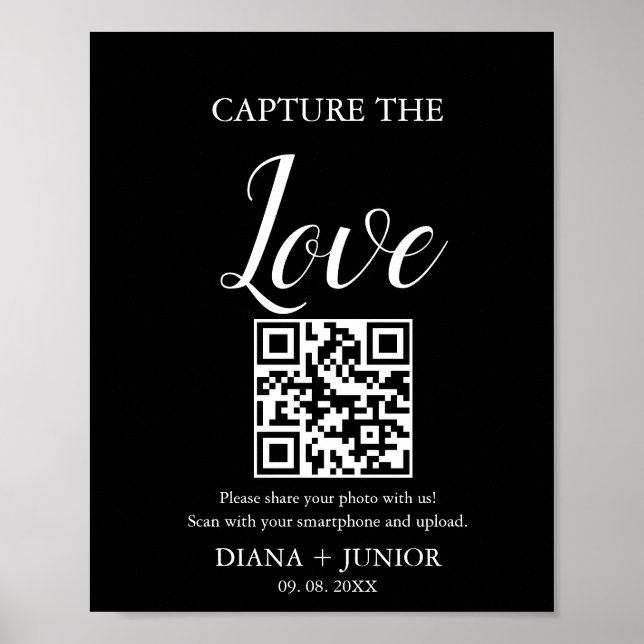 Modern Capture The Love Wedding QR code Sign (Front)