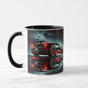 Modern Car Illustration on Black Coffee Mug