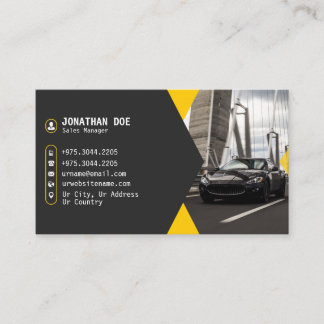 Modern Car Rental | Grey Yellow Business Card