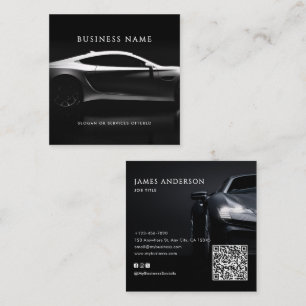 Modern Car/Vehicle/Auto QR Code & Social Media Square Business Card
