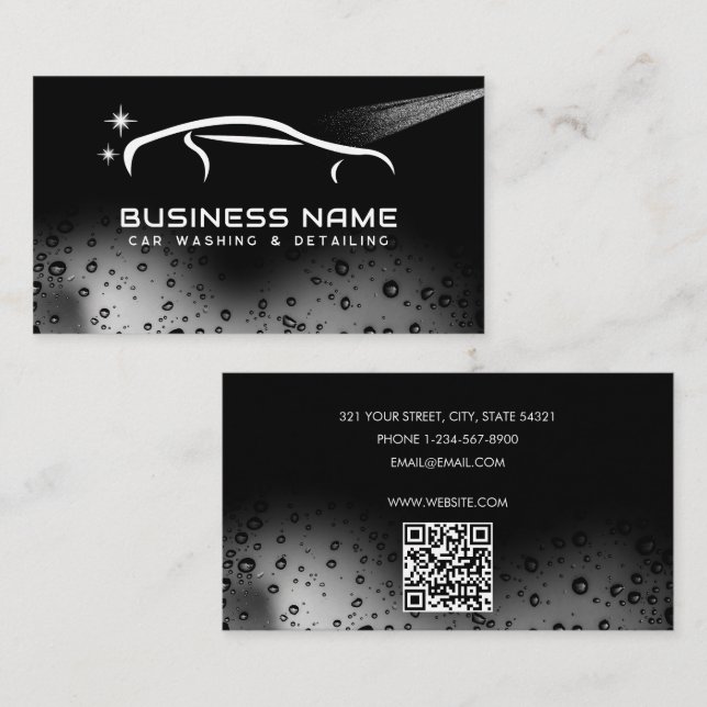 Modern Car Wash Automotive Cleaning Auto Detailing Business Card (Front/Back)