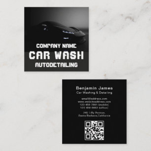 Modern Car Wash Automotive Cleaning QR Code  Square Business Card