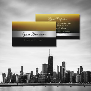 Modern Caramel Black with Shimmery Silver Decor Business Card