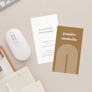 Modern Caramel Orange Geometric Arch  Business Card