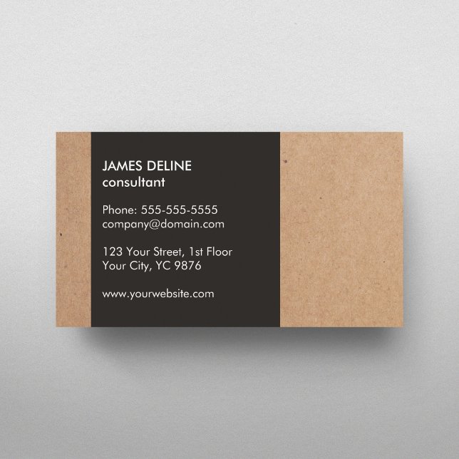 Modern Cardboard Grey White Consultant Business Card (Creator Uploaded)