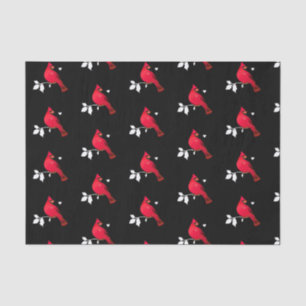 Modern Cardinal Bird Red Black White Holiday Tissue Paper