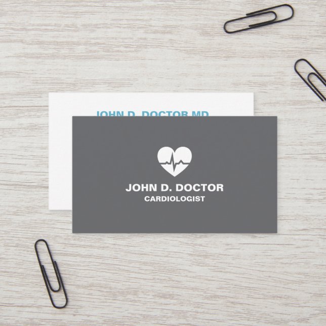 Modern cardiologist cardiology heart business card (Front/Back In Situ)