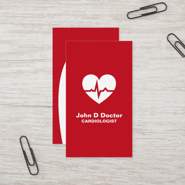 Modern cardiologist cardiology heart business card (Front/Back In Situ)
