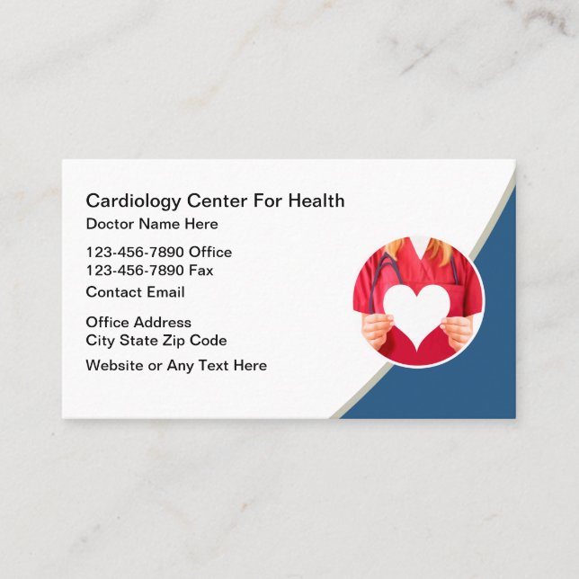 Modern Cardiologist Cardiovascular Business Cards (Front)