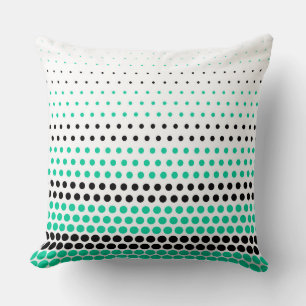 Modern Caribbean Green and Black Polka Dot Cushion