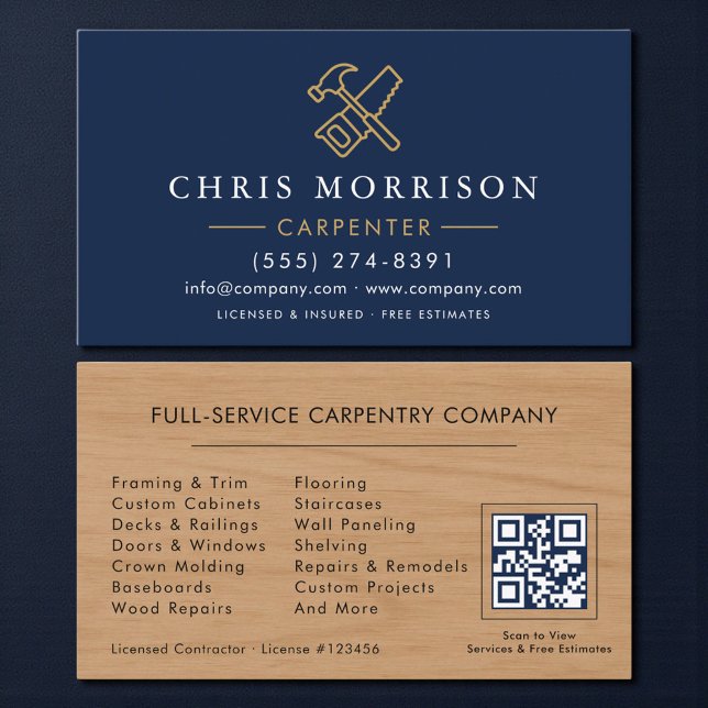 Modern Carpenter QR Code Business Card (Creator Uploaded)
