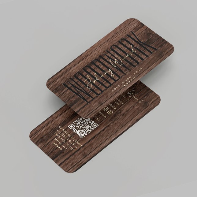 Modern Carpentry Professional Woodwork Brown Wood  Business Card (Modern Carpentry Professional Woodwork Brown Wood Business Card
)