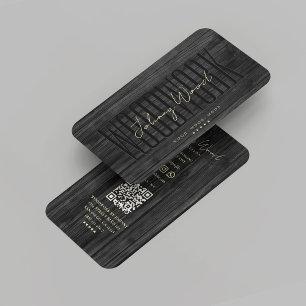 Modern Carpentry Woodwork Black Wood Professional Business Card