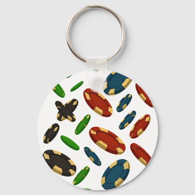 "Modern Casino Chips 3D Art Design" Key Ring (Front)