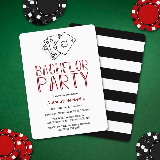 Modern Casino Night Bachelor Party Invitation (Creator Uploaded)
