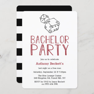 Modern Casino Night Bachelor Party Invitation