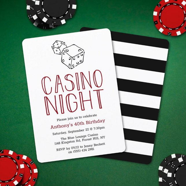 Modern Casino Night Birthday Party Invitation (Creator Uploaded)