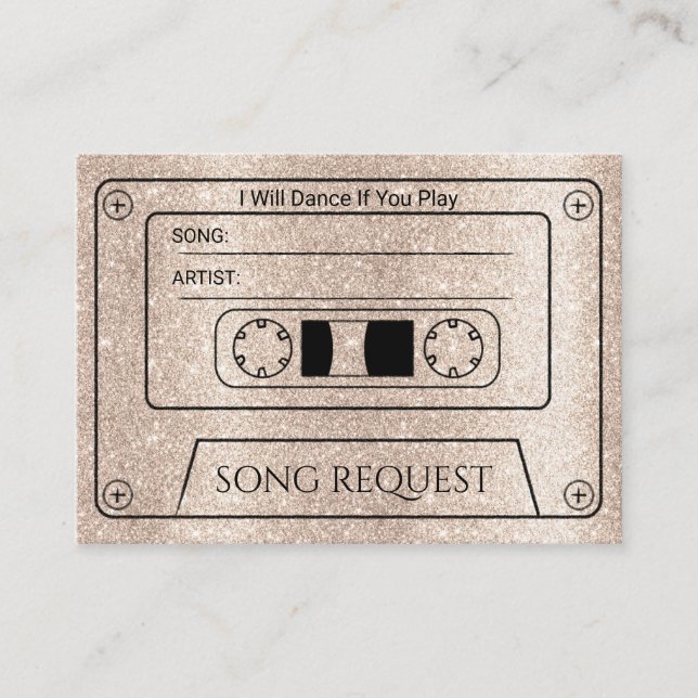 Modern Cassette Wedding Song Request Insert (Front)