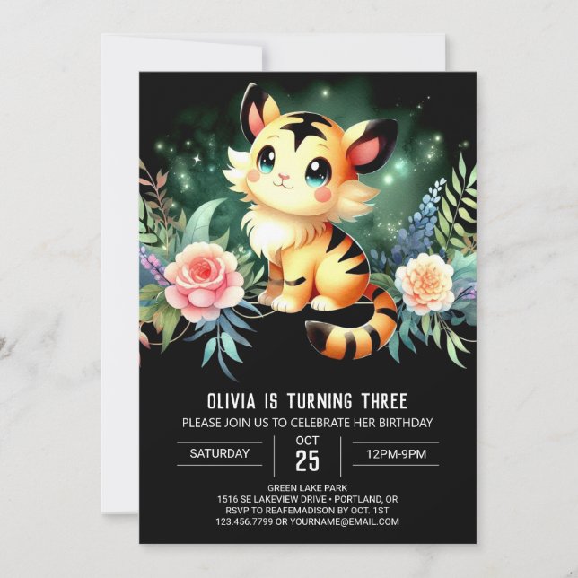 Modern Castle Tiger Birthday Invitation (Front)