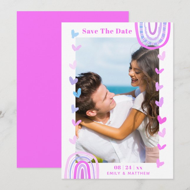 Modern Casual Boho Wedding Engaged Save The Date (Front/Back)