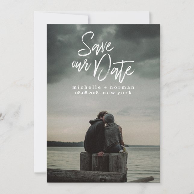Modern Casual Brush | Photo Save the Date (Front)