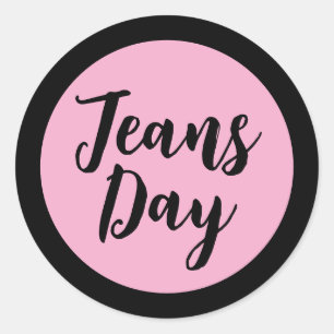 Modern Casual Denim Jeans Day Stickers Light Pink