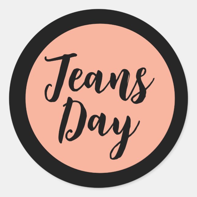 Modern Casual Denim Jeans Day Stickers Peach (Front)
