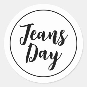 Modern Casual Denim Jeans Day Stickers White