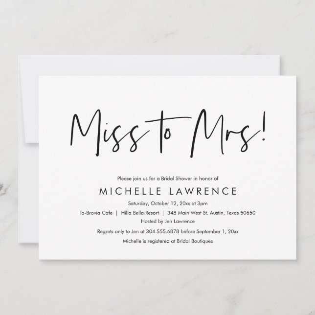 Modern Casual, fun and playful Bridal Shower Party Invitation (Front)