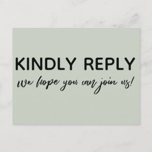 Modern Casual Handwriting Sage Green RSVP Postcard