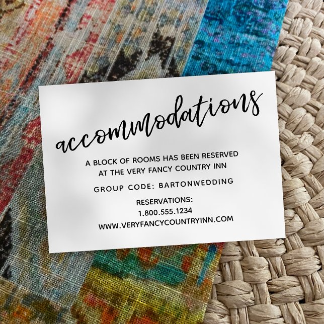 Modern Casual Handwriting Wedding Accommodations Enclosure Card (Creator Uploaded)